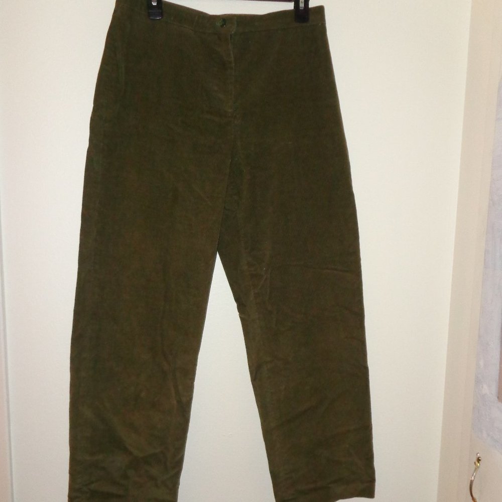 Briggs NY Dark Brown - Green Stretch Corduroy Pants - Exc. Size 12.